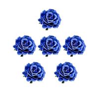 Broche Fleur en Tissu 10cm, Lot de 6, Bleu, Ambiance Noël | Style Élégant et Réaliste, Décoration pour Soirée et Danse, Convient aux Mariée et Demoiselle