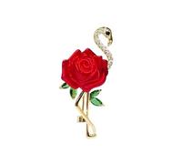 Broche fleur flamant rose oiseau pour homme et femme Plaqué or Mode Strass Animal Rouge Rose Vert Feuille Broche Épinglettes Épinglettes délicates Accessoires de robe de mariée Bijoux Corsage