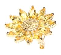 Broche Fleur Marguerite en Verre Doré pour Femmes, Épingle Décorative | Alliage, Clip Poitrine, pour Moufles et Pull, Présent Noël et Nouvel An