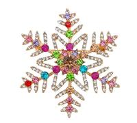 Broche Flocon de Neige Coloré Cristal Noël Pin Festif Hiver Idée Cadeau