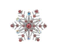 Broche flocon de neige en alliage avec strass en cristal, design léger pour fête d'hiver, événement formel, accessoire tendance flocon de neige, taille unique, Comme décrit