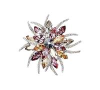 Broche florale à deux niveaux avec strass marquise et motifs floraux pour les occasions spéciales Broche fleur double couche, taille unique, Comme décrit