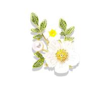 Broche Florale Avec Perles De Embellissement En Forme Fleur Scintillant Accessoires À La Mode Pour Femmes Bijoux Fleur Émail Élégante