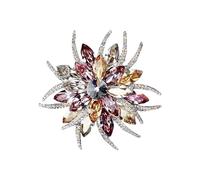 Broche florale en strass à deux niveaux en alliage fait main pour événement formel Broche en alliage de cristaux, taille unique, Comme décrit