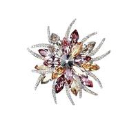 Broche florale en strass à deux niveaux en alliage fait main pour événement formel broche fleur double couche, taille unique, Comme décrit