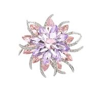 Broche florale en strass à deux niveaux en alliage fait main pour événement formel broche fleur double couche, taille unique, Comme décrit