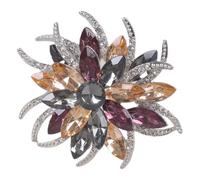 Broche florale en strass à deux niveaux en alliage fait main pour événement formel broche fleur double couche, One Size, Comme décrit