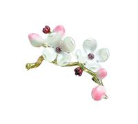 Broche florale en strass style chinois fait à la main - Accessoire élégant pour manteau, écharpe, sac, fleur de prunier, taille unique, Comme décrit