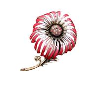Broche florale sans date avec motifs de pissenlits vintage - Finition plaquée or - Motif feuille centrale - Plaqué or