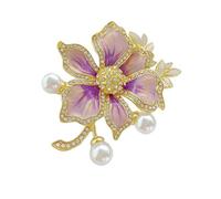 Broche florale tendance en alliage et cristal - Accessoire élégant sans date pour femme et fille - Violet