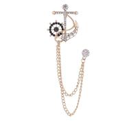 Broche for homme, épingle à revers, chaîne, cristal, ancre, for femme et homme, pompon, strass, col, costume, chemise, badge, bijoux, 1 pièce(Gold)