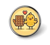 Broche gaufres et poulet pour homme, motif cellule nerveuse bleue, joli badge en émail, en alliage d'aluminium, pour chapeaux, chemises, sacs, vestes et accessoires (boutons ronds de 2,5 cm)