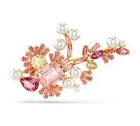 Broche Gema, Perle de cristal, Tailles variées, Fleur, Rose, Placage de ton or OS