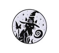 Broche gothique d'Halloween style punk émaillée Sorcière chats noirs lunes bijoux accessoires cadeau broche chat noir, taille unique, Comme décrit