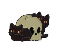 Broche gothique unique en alliage avec tête de mort mystérieuse pour décoration d'Halloween, style désobéissant, accessoire de tête de mort de chats, taille unique, Comme décrit