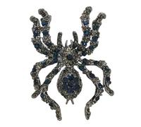 Broche gothique vintage en forme d'araignée tarentule avec strass bleu roi, 4,5 x 6,5 cm, bijou surdimensionné pour Halloween festival