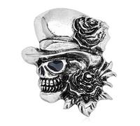 Broche gothique vintage punk Halloween Tête de mort Squelette Rose Fleur Cadeau Halloween Stuff, taille unique, Comme décrit