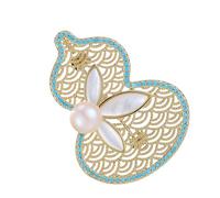 Broche gourde en perles incrustées exquises - Construction légère en cuivre - Confortable à porter à long terme - Pour un usage quotidien - Broche en perles de cuivre, taille unique, Comme décrit