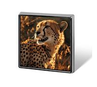 Broche guépard carrée tendance pour homme et femme, joli badge en émail, en alliage d'aluminium, pour chapeaux, chemises, sacs, vestes et accessoires.