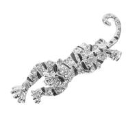 Broche Guépard Créative en Alliage de Zinc et Cristaux pour Femmes | Finition Argentée, Style Délicat et Mode, pour Paquet ou Paquet à Dos, Usage Solide