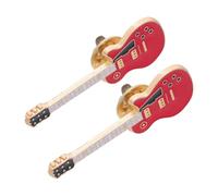 Broche Guitare Rétro Mini en Alliage, Lot de 2 Pièces pour Veste | Rouge, Style Vintage Élégant, Accessoire Discret, pour Femmes Musiciennes et Décorations de Maison