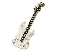 Broche guitare unisexe polyvalente couleur coquille poitrine fleur accessoire, Pierre Verre Pierre Émail Verre, Zircone cubique Agate Obsidienne