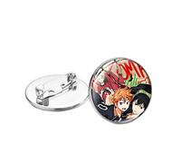 Broche Haikyuu pour garçon de volley-ball de lycée - Impression de dessin animé - En verre - Rond - Avec strass, Verre