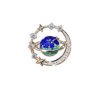 Broche haut de gamme européenne et mignonne planète cosmique petite boucle anti-lumière accessoires broche diamants broche corsage broches pour femme, taille unique, Comme décrit