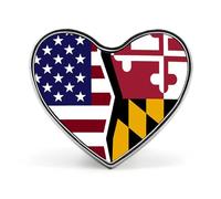 Broche humoristique en métal, drapeau des États-Unis et de l'État du Maryland, en forme de cœur (1 pouce), pour vêtements, chapeaux, sacs et cravates.