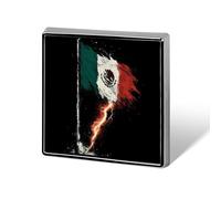 Broche humoristique en métal « Drapeau mexicain sous le tonnerre » (2,5 cm) | Accessoire de mode original pour hommes et femmes (vêtements, chapeaux, sacs, cravates).