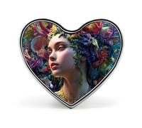 Broche humoristique en métal « Princesse des Mers » en forme de cœur (2,5 cm) | Accessoires de mode originaux pour hommes et femmes : vêtements, chapeaux, sacs, cravates.