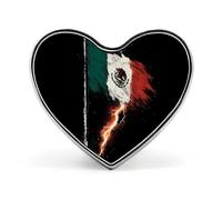 Broche humoristique en métal représentant le drapeau mexicain sous le tonnerre, en forme de cœur (2,5 cm) | Accessoires de mode originaux pour hommes et femmes : vêtements, chapeaux, sacs, cravates.