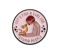 Broche humoristique expérimentatrice avec lettres anglaises design microscope rond en alliage sur le thème de la science