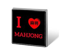 Broche humoristique « J’adore le Mahjong » en métal de 2,5 cm | Accessoire de mode original pour hommes et femmes (vêtements, chapeaux, sacs, cravates).
