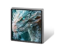 Broche Ice BlueDragon, insigne carré, épingle de col légère