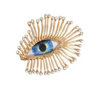 Broche œil en forme de S avec structure de cils étendue et pierres précieuses pour fêtes costumées Accessoire léger contre le mauvais œil, taille unique, Comme décrit