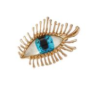 Broche œil en forme de S avec structure de cils étendue et pierres précieuses pour fêtes costumées Accessoire léger contre le mauvais œil, taille unique, Comme décrit