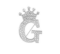 Broche Initiale - Broche Plaquée Or avec Strass Cristal, 26 Lettres de l'alphabet, Cadeau Personnalisé pour Femme (G)