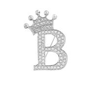 Broche Initiale - Broche Plaquée Or avec Strass Cristal, 26 Lettres de l'alphabet, Cadeau Personnalisé pour Femme (B)