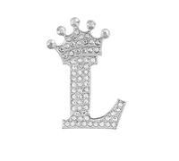 Broche Initiale - Broche Plaquée Or avec Strass Cristal, 26 Lettres de l'alphabet, Cadeau Personnalisé pour Femme (L)