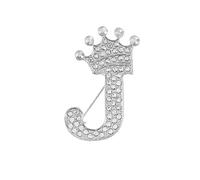 Broche Initiale - Broche Plaquée Or avec Strass Cristal, 26 Lettres de l'alphabet, Cadeau Personnalisé pour Femme (J)