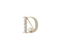 Broche initiale en perles de cristal plaqué or avec strass lettre D de l'alphabet - Bijoux pour cadeaux