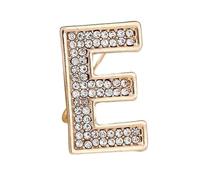 Broche Initiale Femme, Broche Lettre de l'alphabet en Or et Cristal, Idée Cadeau pour Chaussette de Noël Elle (E)