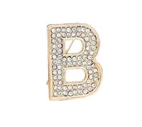 Broche Initiale Femme, Broche Lettre de l'alphabet en Or et Cristal, Idée Cadeau pour Chaussette de Noël Elle (B)