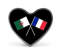 Broche/Insigne/Badge/Badge Drapeau de l'amitié franco-algérienne en forme de cœur, accessoire de mode pour hommes et femmes