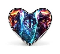 Broche/insigne/bijou en forme de cœur mignon avec loup du tonnerre, accessoire de mode pour hommes et femmes