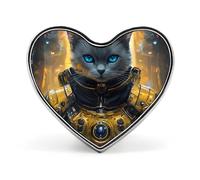 Broche/insigne/bijou en forme de cœur mignon avec un chat soldat, accessoire de mode pour hommes et femmes.