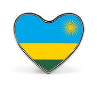 Broche insigne drapeau du Rwanda en forme de cœur, bouton en aluminium, décoration pour sacs à dos et chapeaux