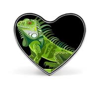 Broche/insigne en forme de cœur d'iguane vert mignon, accessoire de vêtements et de chapeaux pour hommes, femmes et couples