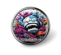 Broche insigne ronde graffiti colorée en alliage d'aluminium, épingle de cravate légère, accessoire de mode pour hommes et femmes.